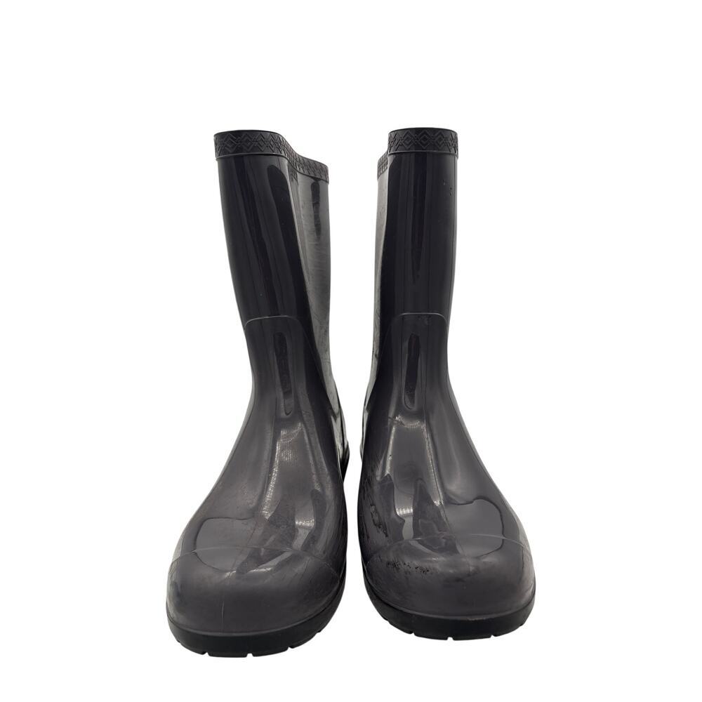 Women’s UGGS Size 7.5 Stone Gray Rain Boots w/ Metal Logo